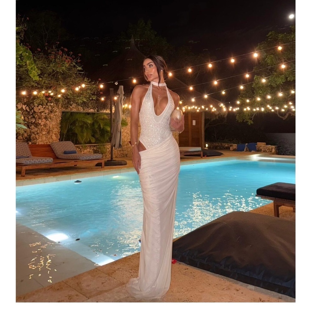 Elegant White Halter Gown